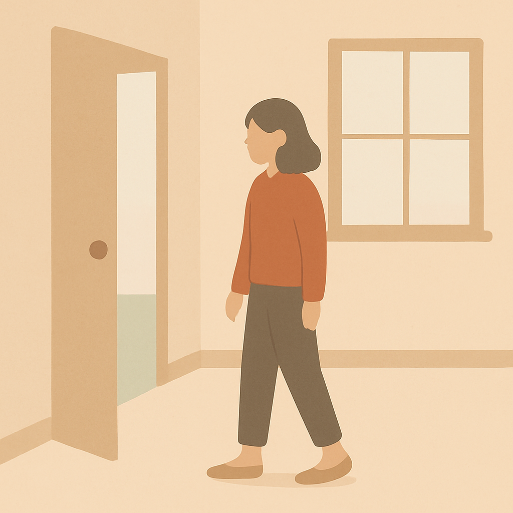 Illustrated guide showing gentle first steps and coping strategies for managing agoraphobia, featuring calming imagery and supportive information